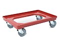 Přepravní vozík pod přepravky 600x400mm červený - kolečka 50mm - nosnost 150kg